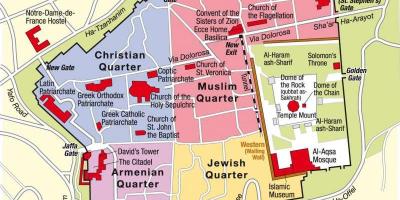 Die vier Viertel von Jerusalem Karte