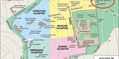 Karte von lions gate, Jerusalem