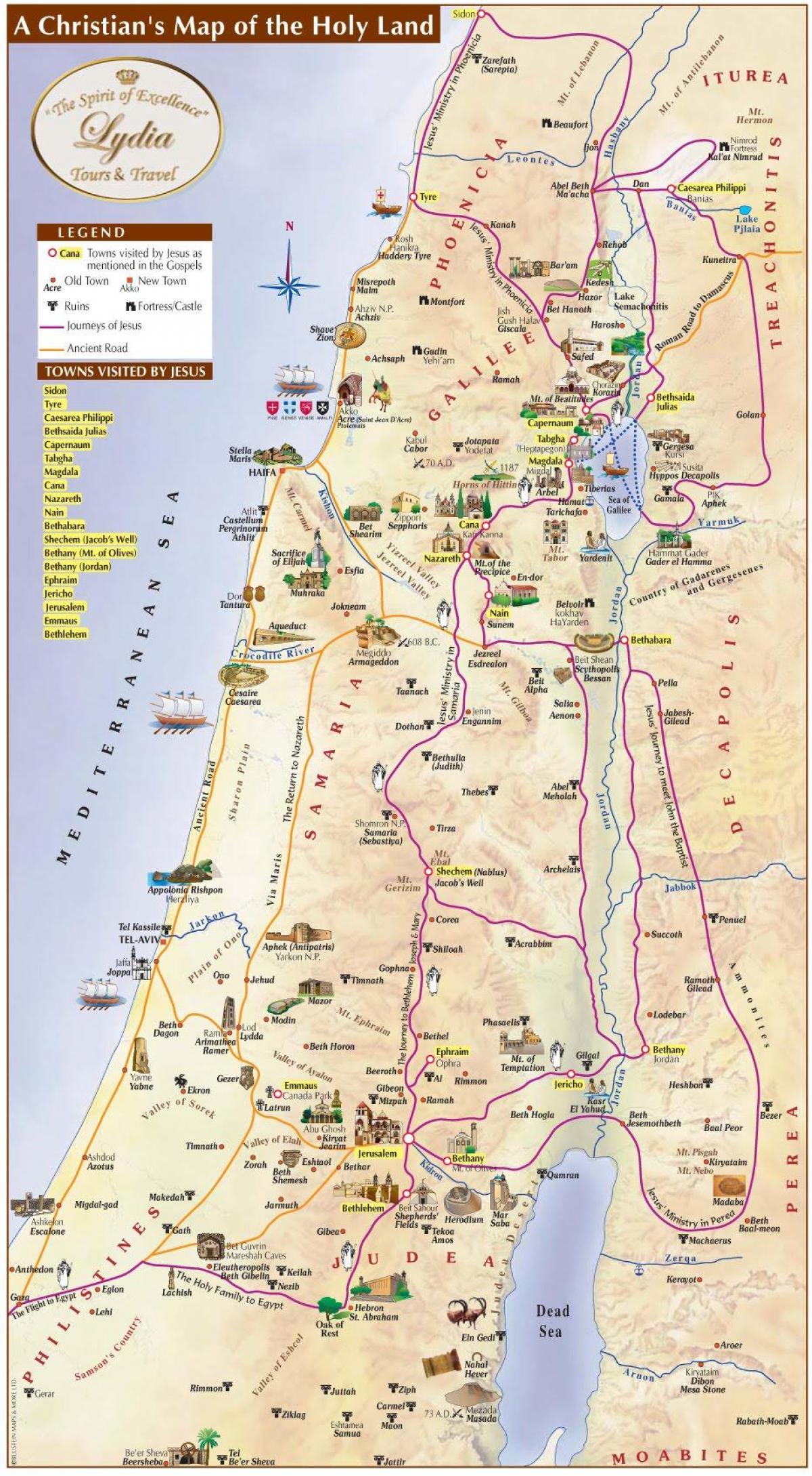 Das Heilige land Karte - Jerusalem Heilige Stätten Karte (Israel)