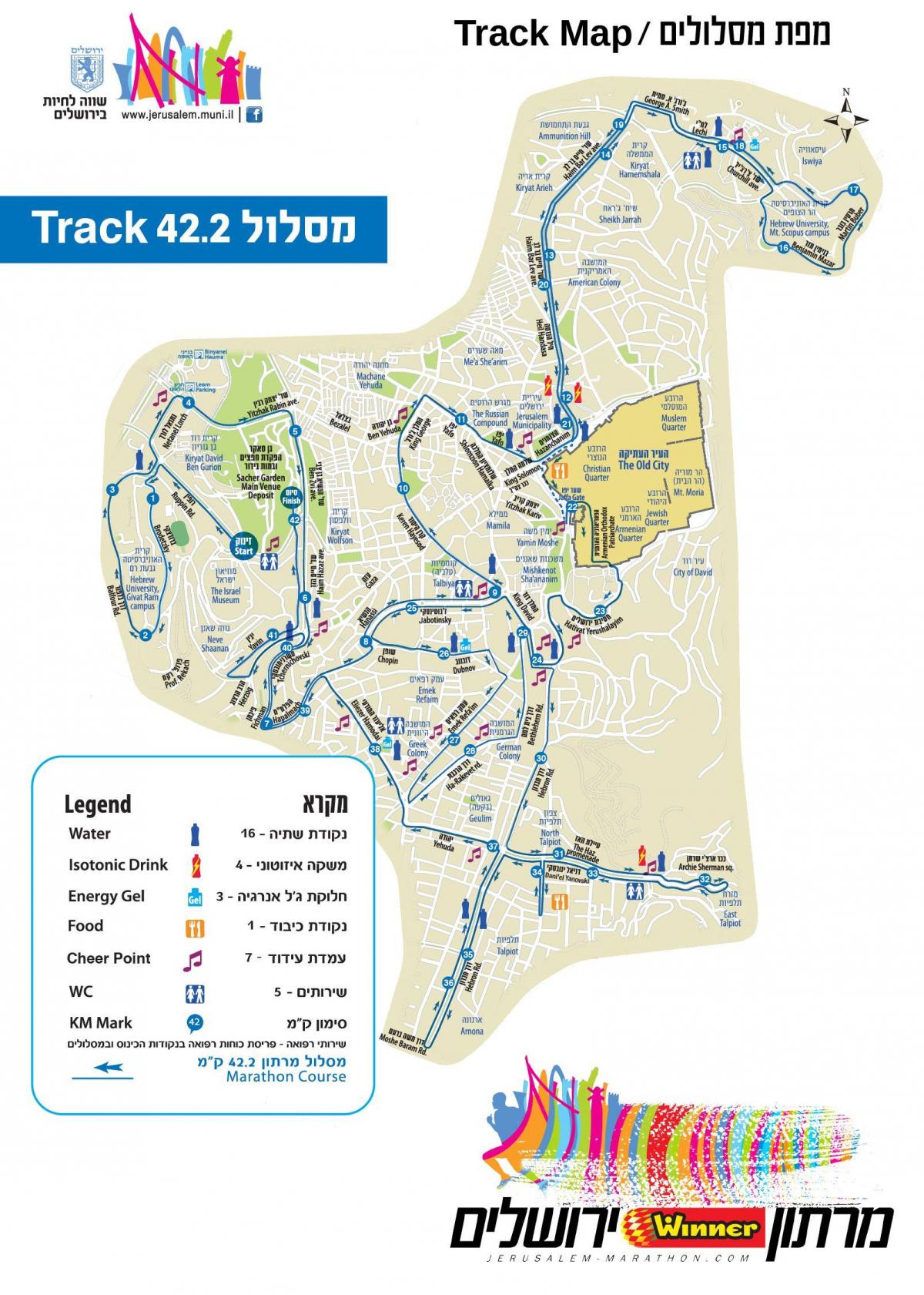 Karte von Jerusalem-marathon