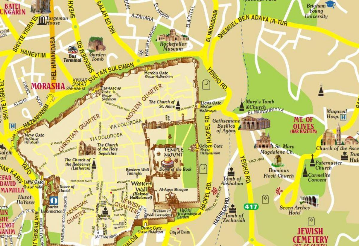 Karte von ölberg und Jerusalem